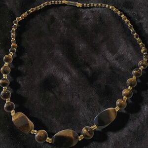 Vintage Tiger Eye Gemstone Necklace | Graduated Faceted Beads